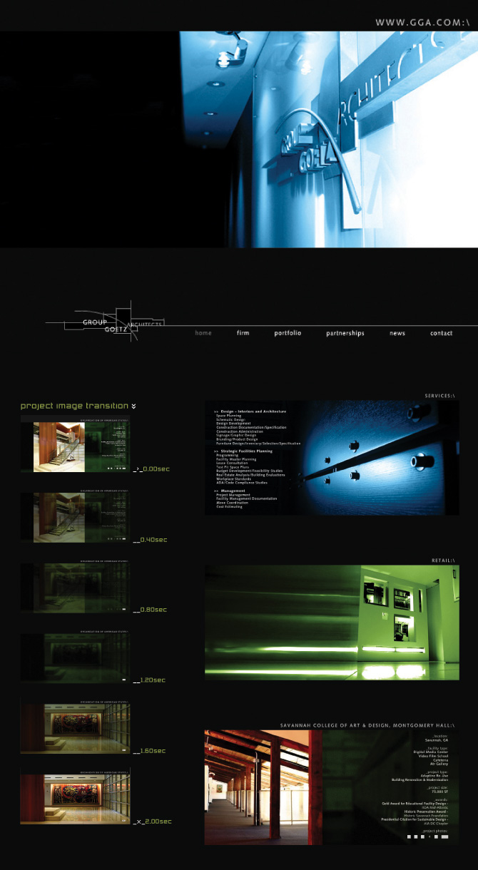 web page transition and layout