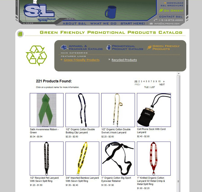 green products catalog page
