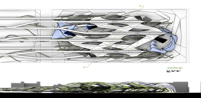 level 2 floor plan, south elevation