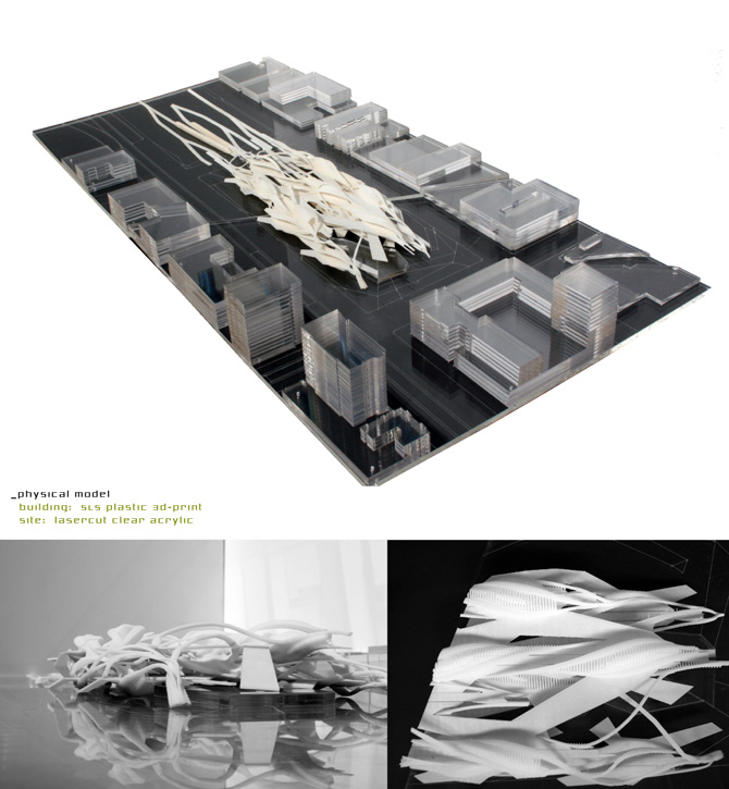 physical model: sls plastic 3d-print, lasercut clear acrylic